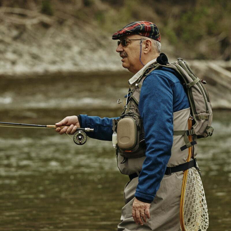 Man fishing in river